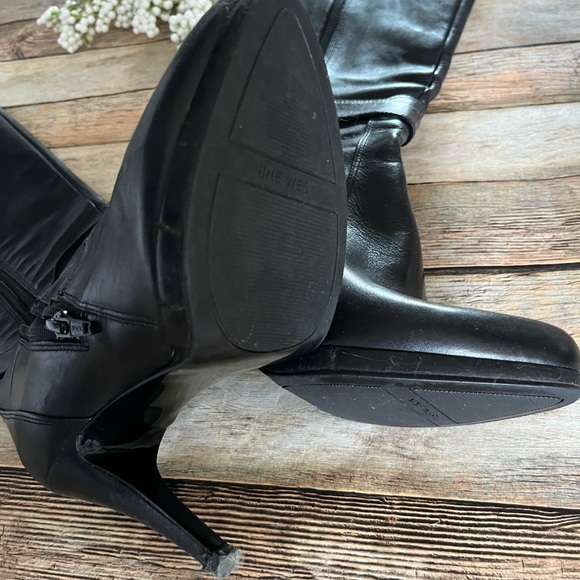 NINE WEST Reindeero Genuine Black Leather Boots Size 6 - Picture 10 of 11